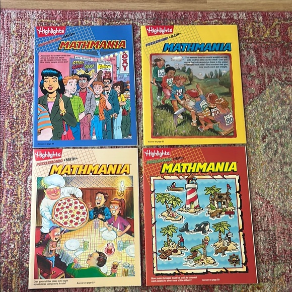 Other - Vintage Highlights Mathmania Kids Puzzle Books - NEVER USED - Set of 4